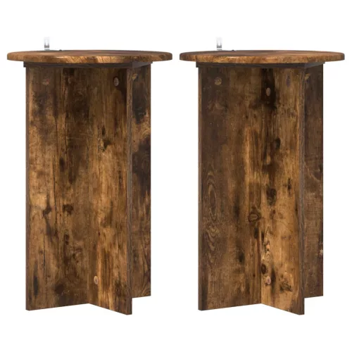 vidaXL Növényállvány 2 pcs Füstös Tölgy Ø40 x 60 cm Szerelt Fa