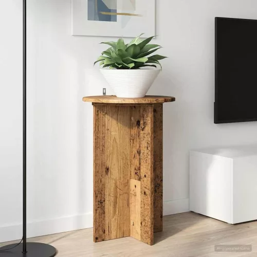 vidaXL Növényállvány 2 pcs Antik Fa Ø40 x 60 cm Szerelt Fa