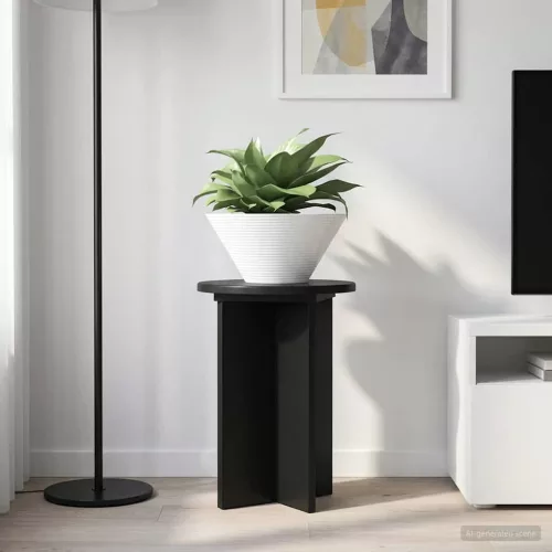 vidaXL Növényállvány 2 pcs Fekete Ø29,5 x 40 cm Szerelt Fa