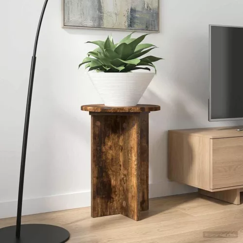 vidaXL Növényállvány 2 pcs Füstös Tölgy Ø29,5 x 40 cm Szerelt Fa