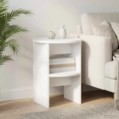 vidaXL Oldalsó szekrény Fehér Ø40 x 50 cm Mérnöki fa