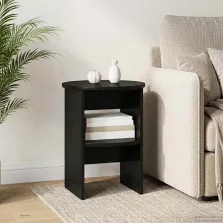 vidaXL Oldalsó szekrény Fekete Ø40 x 50 cm Mérnöki fa