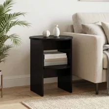   vidaXL Oldalsó szekrény 2 pcs Fekete Ø40 x 50 cm Mérnöki fa