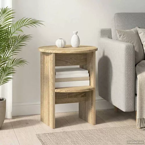 vidaXL Oldalsó szekrény Sonoma tölgy Ø40 x 50 cm Mérnöki fa