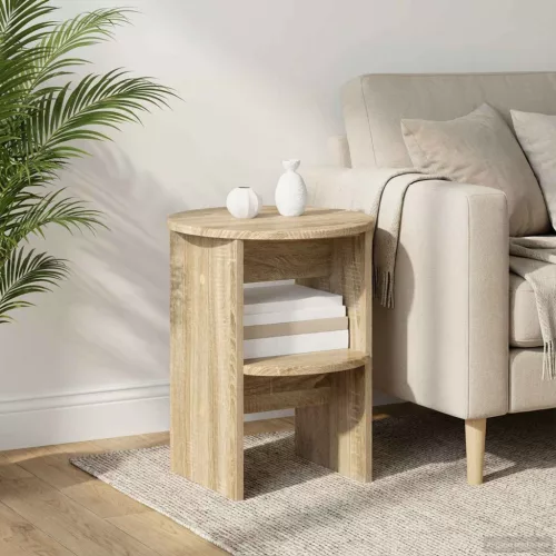 vidaXL Oldalsó szekrény 2 pcs Sonoma tölgy Ø40 x 50 cm Mérnöki fa