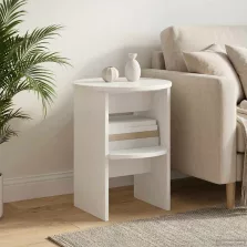   vidaXL Oldalsó szekrény Magasfényű Fehér Ø40 x 50 cm Mérnöki fa