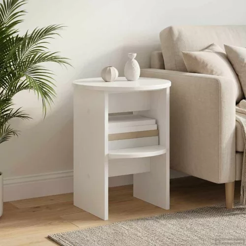 vidaXL Oldalsó szekrény Magasfényű Fehér Ø40 x 50 cm Mérnöki fa