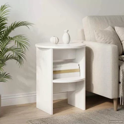 vidaXL Oldalsó szekrény 2 pcs Magasfényű Fehér Ø40 x 50 cm Mérnöki fa