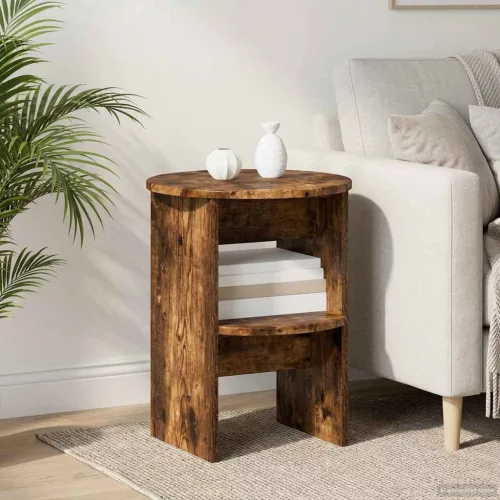 vidaXL Oldalsó szekrény Füstölt Tölgy Ø40 x 50 cm Mérnöki fa