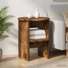   vidaXL Oldalsó szekrény 2 pcs Füstölt Tölgy Ø40 x 50 cm Mérnöki fa