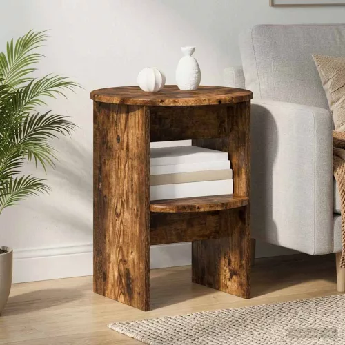 vidaXL Oldalsó szekrény 2 pcs Füstölt Tölgy Ø40 x 50 cm Mérnöki fa