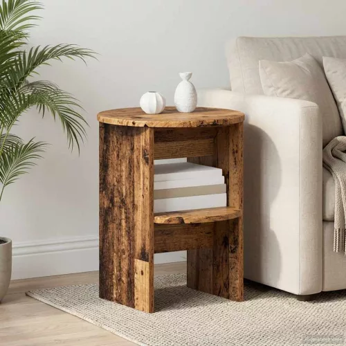 vidaXL Oldalsó szekrény Öreg fa Ø40 x 50 cm Mérnöki fa