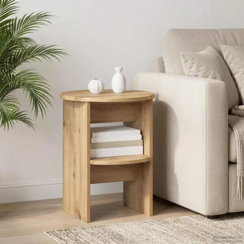 vidaXL Oldalsó szekrény Kézműves Tölgy Ø40 x 50 cm Mérnöki fa