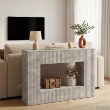   vidaXL Konzolasztal Csíkos Beton Szürke 101 x 29 x 74 cm Mérnöki fa