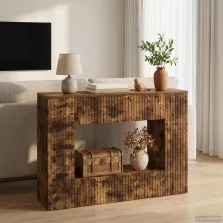   vidaXL Konzolasztal Csíkos Füstölt Tölgy 101 x 29 x 74 cm Mérnöki fa