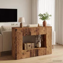   vidaXL Konzolasztal Csíkos Öreg fa 101 x 29 x 74 cm Mérnöki fa