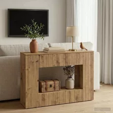   vidaXL Konzolasztal Csíkos Kézműves Tölgy 101 x 29 x 74 cm Mérnöki fa