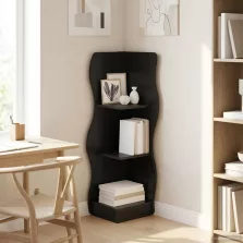   vidaXL Sarokpolc polcokkal Fekete 34 x 33 x 102 cm Szerelt Fa
