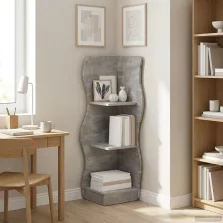   vidaXL Sarokpolc polcokkal Betonszürke 34 x 33 x 102 cm Szerelt Fa