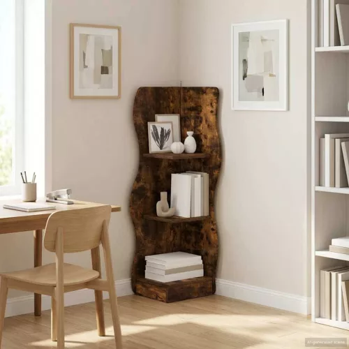 vidaXL Sarokpolc polcokkal Füstös Tölgy 34 x 33 x 102 cm Szerelt Fa