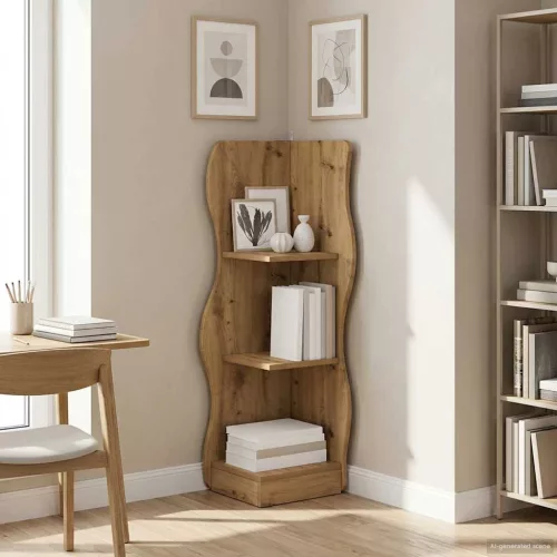 vidaXL Sarokpolc polcokkal Kézműves Tölgy 34 x 33 x 102 cm Szerelt Fa