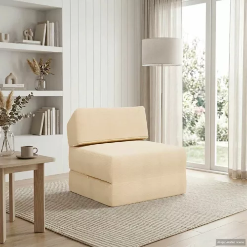 vidaXL Összecsukható kanapéágy Krémszínű 60 x 70 x 41 cm Szövet