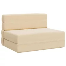   vidaXL Hajtogatható Kanapéágy Krém 190 x 70 x 15 cm Bársonyos szövet