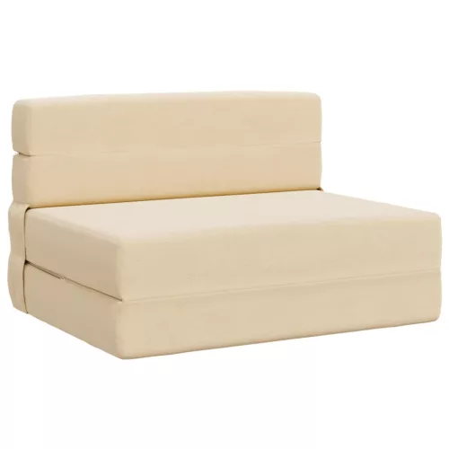 vidaXL Hajtogatható Kanapéágy Krém 190 x 70 x 15 cm Bársonyos szövet