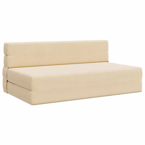 vidaXL Hajtogatható Kanapéágy Krém 203 x 152 x 15 cm Bársonyos szövet