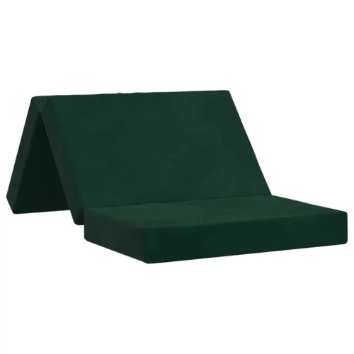 vidaXL Összecsukható kanapéágy 100 x 67 x 45 cm Sötétzöld