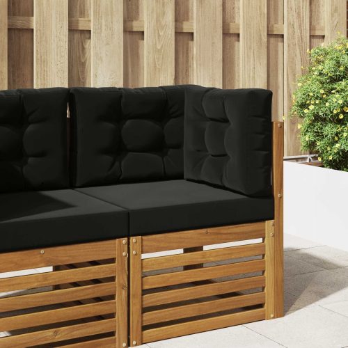 vidaXL Kültéri kanapé párna 3 pcs Fekete Poliészter