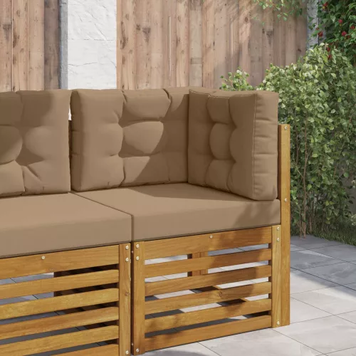 vidaXL Kültéri kanapé párna 3 pcs Tópszínű Poliészter