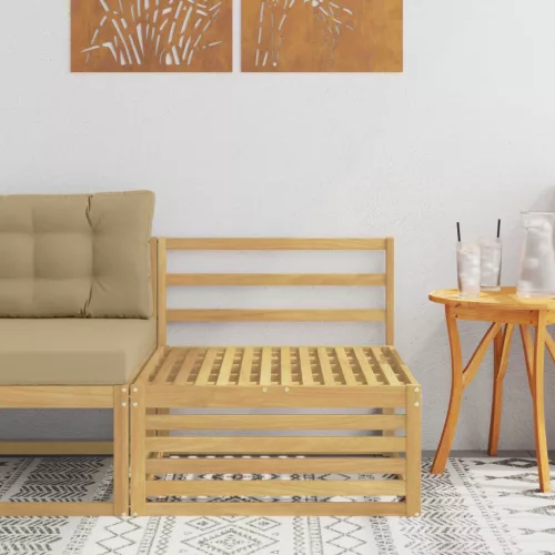 vidaXL Kültéri középső kanapé Tömör Akácfa Fehér 83 x 79 x 73 cm