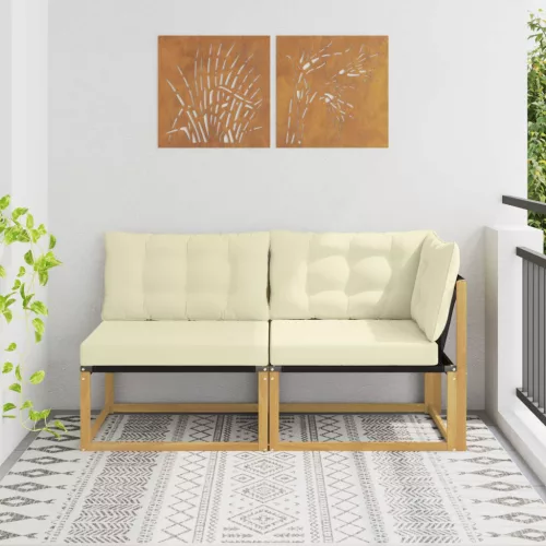 vidaXL Sarokkanapé egységek párnával Fehér 162,5 x 83 x 73 cm