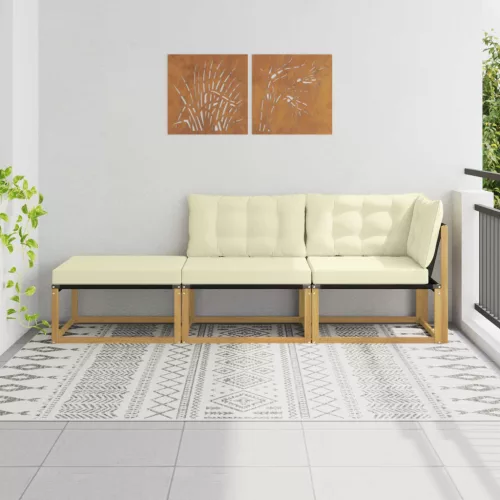 vidaXL Sarokkanapé egységek párnával Fehér 241,5 x 83 x 73 cm