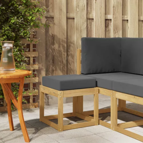 vidaXL Kültéri Szék Pad párnával Fehér 43 x 43 x 45 cm Tömör Akácfa