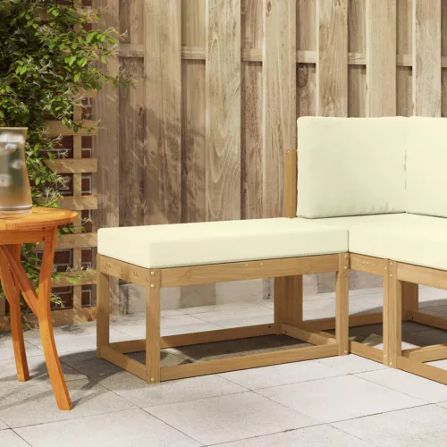 vidaXL Kültéri Szék Pad párnával Fehér 80 x 43 x 45 cm Tömör Akácfa
