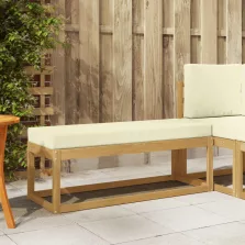   vidaXL Kültéri Szék Pad párnával Fehér 115 x 43 x 45 cm Tömör Akácfa
