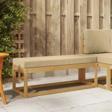   vidaXL Kültéri Szék Pad párnával Fehér 115 x 43 x 45 cm Tömör Akácfa