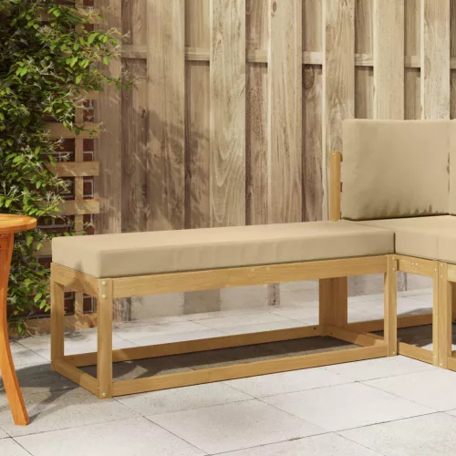 vidaXL Kültéri Szék Pad párnával Fehér 115 x 43 x 45 cm Tömör Akácfa