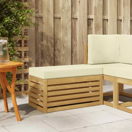 vidaXL Kültéri Szék Pad párnával Fehér 80 x 43 x 45 cm Tömör Akácfa