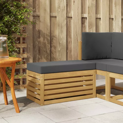 vidaXL Kültéri Szék Pad párnával Fehér 80 x 43 x 45 cm Tömör Akácfa