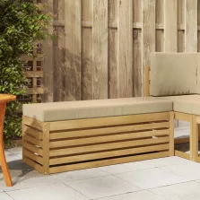   vidaXL Kültéri Szék Pad párnával Fehér 115 x 43 x 45 cm Tömör Akácfa