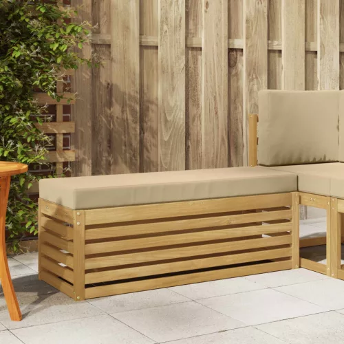 vidaXL Kültéri Szék Pad párnával Fehér 115 x 43 x 45 cm Tömör Akácfa