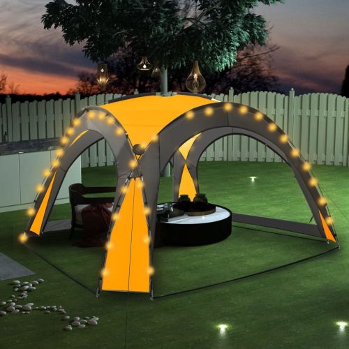 vidaXL sárga rendezvénysátor LED-del és 4 oldalfallal 3,6x3,6x2,3 m