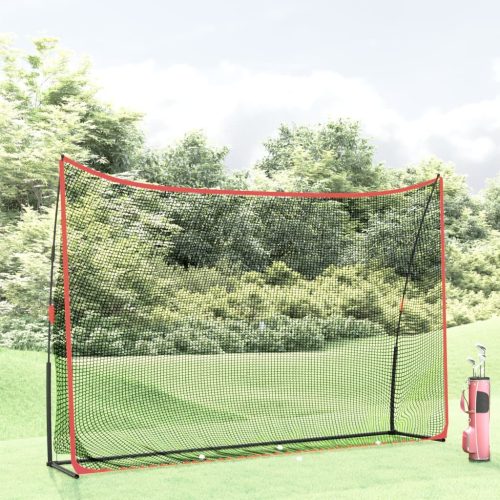 vidaXL fekete és piros poliészter golf gyakorlóháló 305 x 91 x 213 cm