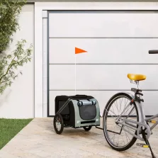   vidaXL fekete-szürke oxford szövet és vas kisállatszállító utánfutó