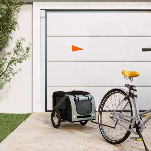 vidaXL fekete-szürke oxford szövet és vas kisállatszállító utánfutó