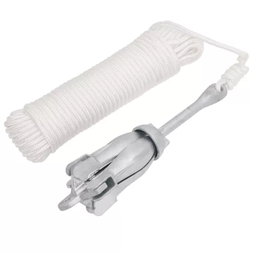 vidaXL ezüstszínű összecsukható temperöntvény horgony kötéllel 3,2 kg