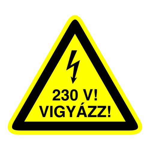 Vigyázz! 230v!, 10x12cm / Öntapadós vinil